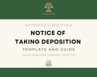 Notice of Taking Deposition | Legal Template | Attorney-Written | Pro Se Form | Editable Word Download | Downloadable Legal Template