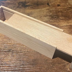 Rustic Oak Box - Cigar Gift Box - Pen & Pencil Box - Paint Brush Storage - 8.5&quot;x2.5&quot; Sliding Lid
