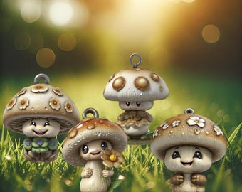 20 Whimsical Mushroom Sprite Group 3D Printable STL Files Fantasy Garden Creature For Tabletop RPG Games Collections Charms for Bracelet