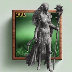 3D Printable Elven Warlock Miniature STL File - Fantasy D&D Tabletop RPG Figure for Crafters Collectors