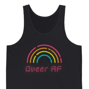 Queer AF w/Rainbow, Unisex Jersey Tank Top (LGBTQIA+)