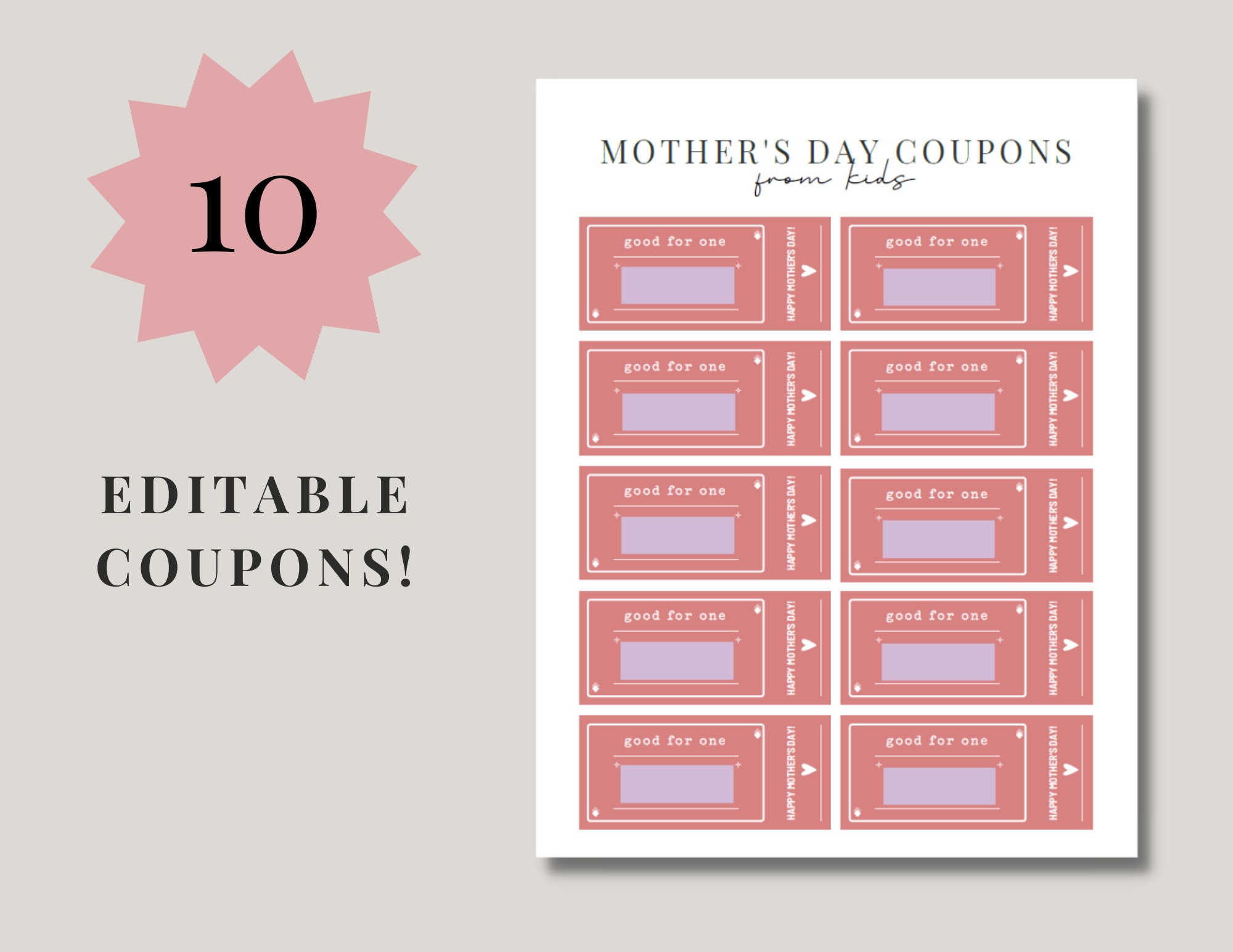 Printable Mother's Day Coupons, Personalized Mother's Day Certificates ...