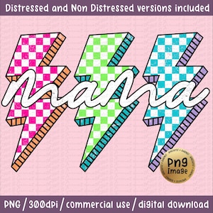 Retro Blitz Kariert Mama Png, Neon Blitz Mama Png, Retro Mama Png, Mama Shirt Png, Neon Mama Png, Rock Mama, Grunge, Dtf, DTG