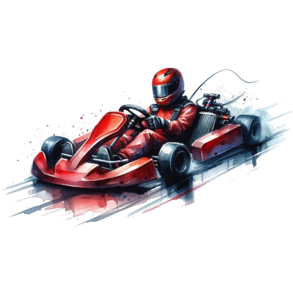 11 RED Go-Kart Clipart | PNG Format for Commercial Use, Instant Download, watercolor images | Go-Cart Clipart | Karting Art
