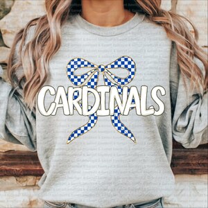 Cardinals checkered bow, Trendy Cardinals Mascot PNG, Cardinals Mama Shirt Design, Cardinals Fan, Cardinals Mascot Digital, Trendy Design
