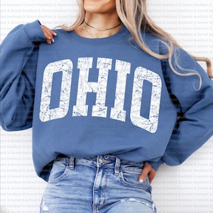 Ohio retro typography distressed School Spirit PNG, State School Mascot, Go Team, Preppy Mascot Png, Trending Png Jackets varsity DTG DTF