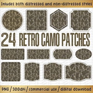 24 Camo Patch bundle PNG, Camouflage Duck Hunting PNG, Camo Hunting Sublimation, Camouflage, Old School Camo Hunting png Digital Download 1d