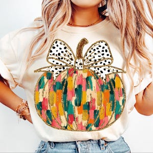Colorful Coquette Gold Glitter Pumpkin Png, Girly Fall Pumpkin Design, Fall Pumpkin Coquette Bow Png, Dalmatian Dots Bow Fall brushstroke 28