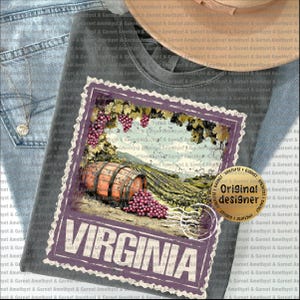 Virginia Shenandoah wineries Stamp State Design PNG Shabby Chic Cottage Core Granmillenial 4 juillet Americana USA