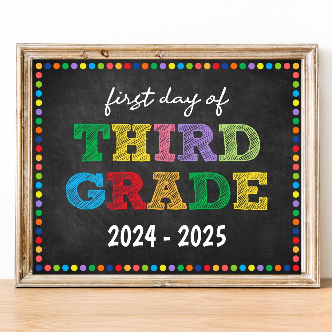 First Day of 3rd Grade Sign, First Day of School Sign, Printable 3rd ...