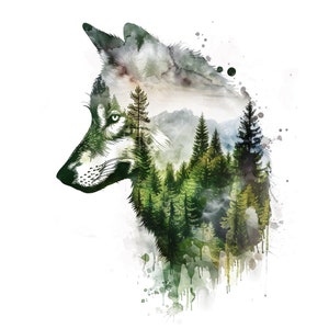 8 aquarel wolf clipart | Mystieke Wolf clipart bundel | 10 afbeeldingen van hoge kwaliteit | Bos dieren in het wild kunst | Afdrukbare exemplaren | Commercieel gebruik
