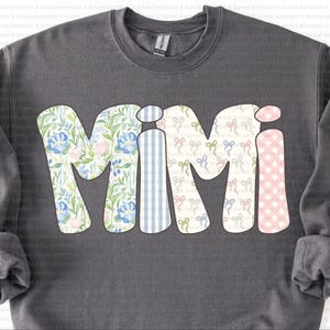 Mimi PNG Coquette Girly Floral Bows boho Pink Hydrangeas Grandmillenal PNG Vintage Grandma Mama Shirt Design Easter Mothers Day 2
