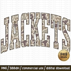 Jackets retro Camo typography distressed School Spirit PNG School Mascot Go Team Preppy Mascot Png Trending Png Jackets varsity DTG DTF