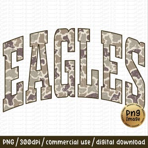 Adler retro Camouflage Typografie beunruhigt Schulgeist PNG Schule Maskottchen Go Team Preppy Maskottchen Png Trending Png Jacken Uni DTG DTF