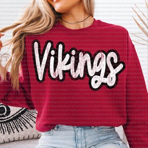 Vikings retro typography distressed School Spirit PNG, School Mascot, Go Team, Preppy Mascot Png, Trending Png, Jackets varsity DTG DTF