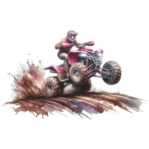 Clipart quad, images de quad, 10 images clipart aquarelle, fichiers JPG imprimables, téléchargement immédiat, usage commercial, créations en papier, moto VTT