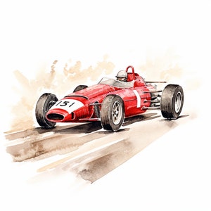 12 Vintage Racing aquarel auto's, vintage schattige auto's aquarel, raceauto cliparts, digitale PNG-bestanden, aquarel auto's, Instant download