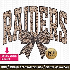 Raiders retro leopard typography distressed School Spirit PNG School Mascot Go Team Preppy Mascot Png Trending Png Jackets varsity DTG DTF