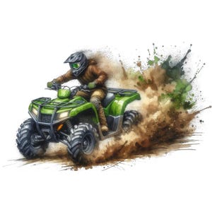 Clipart quad, images de quad 11 clipart aquarelle, fichiers JPG imprimables, téléchargement immédiat, usage commercial, créations en papier, moto VTT