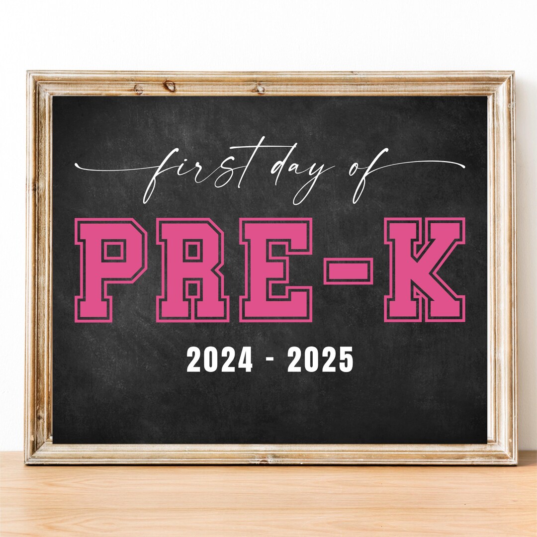 First Day of Pre-k Printable Sign Instant Digital Download Back to School Photo Prop Preschool ...