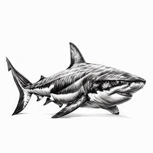 Charcoal Shark Clipart Black and White, 9 High-Quality JPGs, Line Art Clipart Bundle, Wall Art,Digital Download, Papercrafts Digital Prints