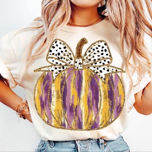 Colorful Coquette Gold Glitter Pumpkin Png, Girly Fall Pumpkin Design, Fall Pumpkin Coquette Bow Png, Dalmatian Dots Bow Fall brushstroke 17