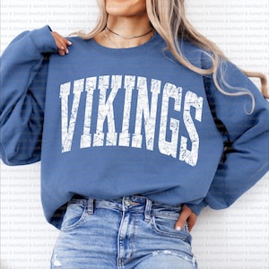 Vikings retro typography distressed School Spirit PNG, School Mascot, Go Team, Preppy Mascot Png, Trending Png, Jackets varsity DTG DTF b