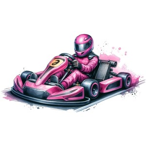 12 ピンクのゴーカート クリップアート | 商用利用向け PNG 形式、即時ダウンロード、水彩画画像 | ゴーカート クリップアート | カート アート