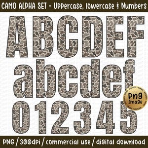 Old Camo PNG Alphabet Set, Army Old Camouflage, Digital Design, Camouflage Alphabet, Fishing, Country, Hunting Military Western Hand Drawn 4