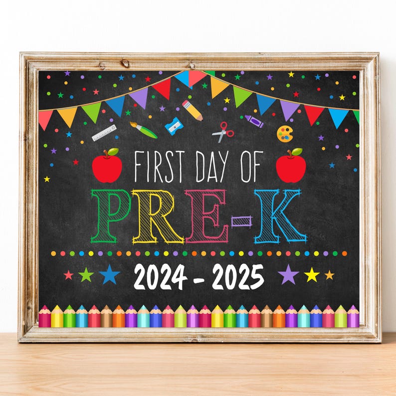 First Day of Pre-k Printable Sign Instant Digital Download Back to ...