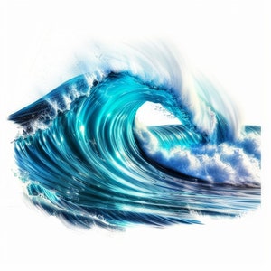 Wave Clipart / Serene Wave Clipart Bundle / 12 imágenes de alta calidad / Arte oceánico / Imprimibles / Uso comercial