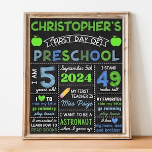 Editable Rainbow Colorful First Day of School Chalkboard Sign Reusable First Day of School Sign Back to School DIY School Picture V4