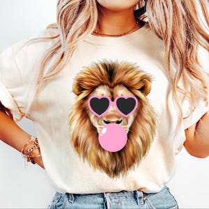 lion blowing bubble png lion PNG Lion Mascot Preppy PNG Preppy Mascot PNG Pink grey black and white Preppy Shirt Sublimation Design