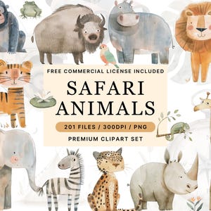 Animais Safari Aquarela Uso Comercial Clipart, Chá De Bebê, Um Aniversário Selvagem, Berçário Da Selva, Safari Na Selva Png, Decoração De Aniversário Na Selva
