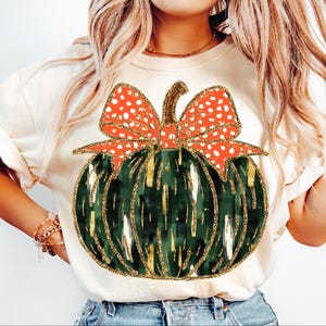 Colorful Coquette Gold Glitter Pumpkin Png, Girly Fall Pumpkin Design, Fall Pumpkin Coquette Bow Png, Dalmatian Dots Bow Fall brushstroke 12