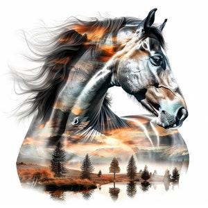 12 Clipart cavallo acquerello / Pacchetto clipart etereo equino / 12 immagini di alta qualità / Natura e arte animale / Stampabili / Uso commerciale