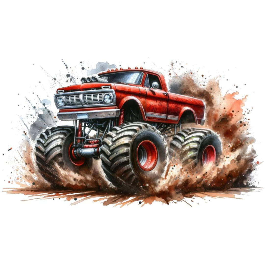 9 RED PNG Monster Truck Clipart | Extreme Offroad Vehicle Clipart ...