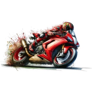 12 Imagens PNG de clipart de aquarela de bicicletas esportivas VERMELHAS, coleção de motocicletas PNG, carros esportivos de bicicletas musculares, paisagens de motocicletas, corridas de motos esportivas