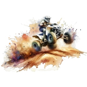 Clipart quad, images de quad, 9 images clipart aquarelle, fichiers JPG imprimables, téléchargement immédiat, usage commercial, créations en papier, moto VTT