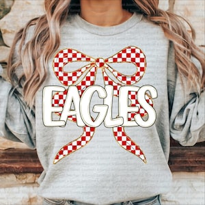 Eagles checkered bow, Trendy Eagles Mascot PNG Eagles Mama Shirt Design Eagles Fan, Eagles Mascot Digital, Trendy Team Shirt Design Women b