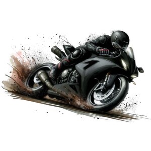 11 zwarte sportfietsen aquarel clipart png-afbeeldingen, motorfiets collectie png, muscle bike sportwagens, motorfietsen landschap Sportsbike race