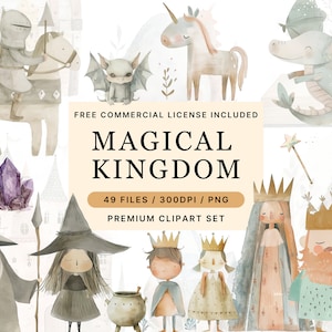 Dragon watercolor clipart, knight digital clipart, fairy tale graphics, dragon kingdom PNG, nursery baby illustration, sublimation design