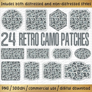 24 Camo Patch bundle PNG, Camouflage Duck Hunting PNG, Camo Hunting Sublimation, Camouflage, Old School Camo Hunting png Digital Download 1c
