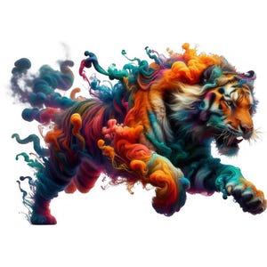 Rauch Tiger Clipart | Ätherischer Rauch Tiger Clipart-Bundle | 8 hochwertige Designs | Mystische Kunst | Drucksachen | Kommerzielle Nutzung