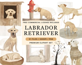 Watercolor Labrador Retriever Puppies Clipart Collection, Black Lab PNG, Black Labrador Clipart, Cute Dog Clipart, Dog PNG, Dog Portrait