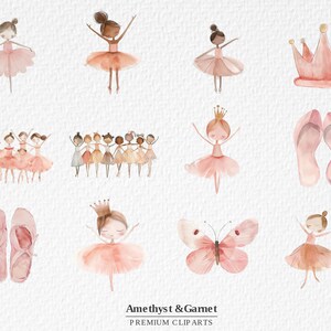 Watercolor Ballerina Clipart Pink Cute Ballerinas Clipart Bundle Ballet ...