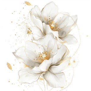 9 fleurs blanches Clipart, imprimé floral blanc, clipart aquarelle imprimable, PNG de haute qualité, téléchargement numérique, créations en papier, journal indésirable