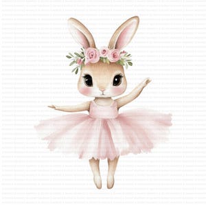 14 Wasserfarben Ballerina Hase Clipart png Bündel, florales Kaninchen Clipart, rosa Ballerina, Babyparty, Scrapbooking