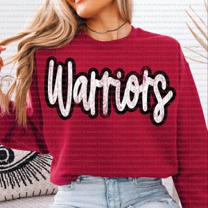Warriors retro typography distressed School Spirit PNG, School Mascot, Go Team, Preppy Mascot Png, Trending Png, Jackets varsity DTG DTF