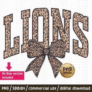 Lions retro leopard typography distressed School Spirit PNG School Mascot Go Team Preppy Mascot Png Trending Png Jackets varsity DTG DTF
